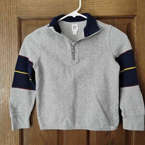 Gap Kids Boys Quarter Zip Knit Colorblock Sweater Sz S Navy Gray